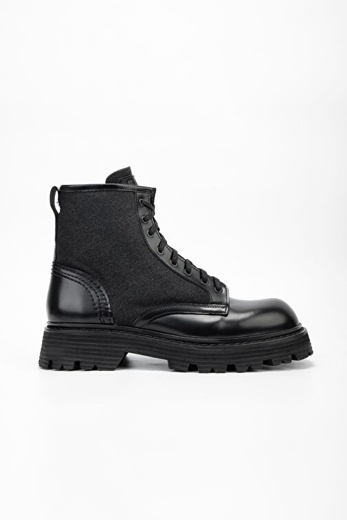 Valmenti Erkek Siyah Açma Hakiki Deri Casual Bot - Görsel 2