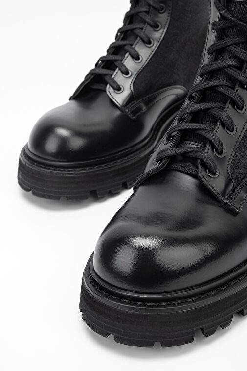 Valmenti Erkek Siyah Açma Hakiki Deri Casual Bot - Görsel 4