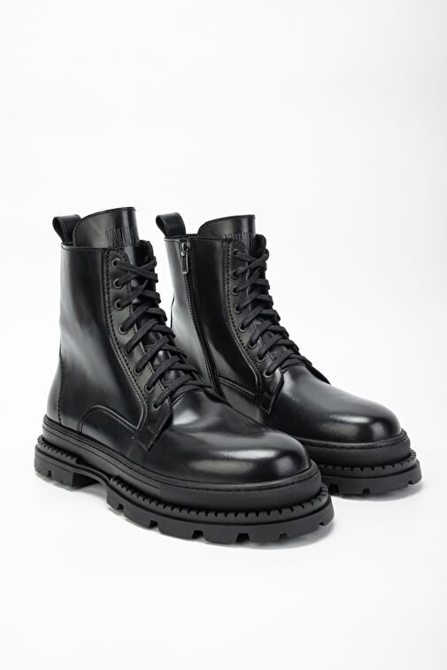 Valmenti Erkek Siyah mat açma Hakiki Deri Casual Bot - Görsel 3