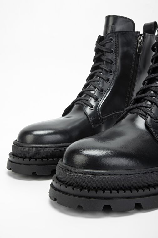 Valmenti Erkek Siyah mat açma Hakiki Deri Casual Bot - Görsel 4