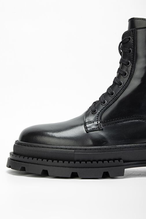 Valmenti Erkek Siyah mat açma Hakiki Deri Casual Bot - Görsel 5