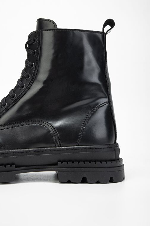 Valmenti Erkek Siyah mat açma Hakiki Deri Casual Bot - Görsel 6