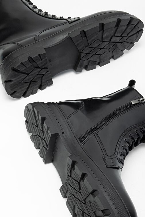 Valmenti Erkek Siyah mat açma Hakiki Deri Casual Bot - Görsel 9