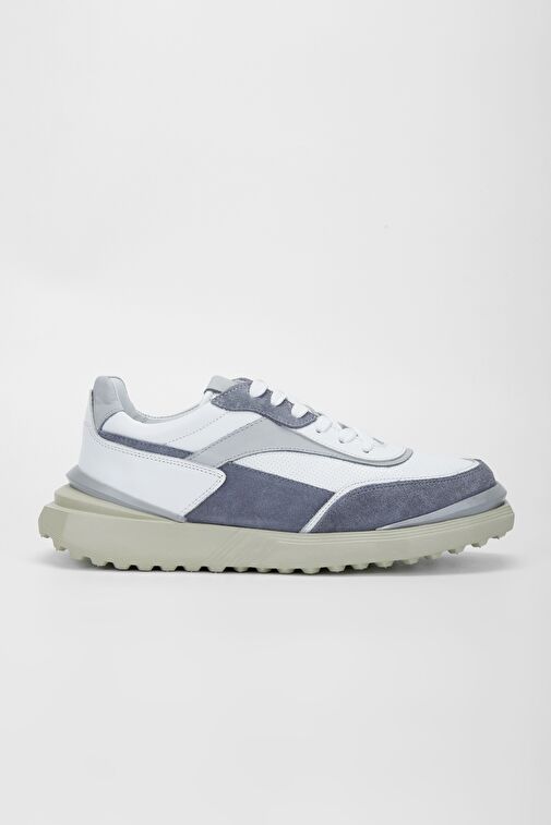 Valmenti Beyaz-Gri Erkek Deri Sneaker 698 1060-4 ERK AYK SK23/24 - Görsel 2