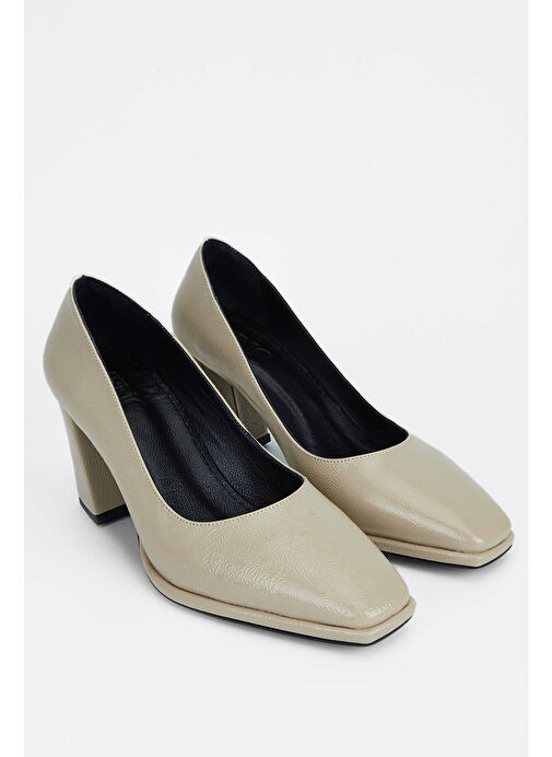 Tamer Tanca Kadın Suni Deri Bej Topuklu Ayakkabı - Görsel 3