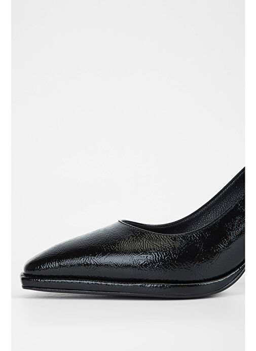 Tamer Tanca Kadın Suni Deri Siyah Rugan Topuklu Ayakkabı - Görsel 4