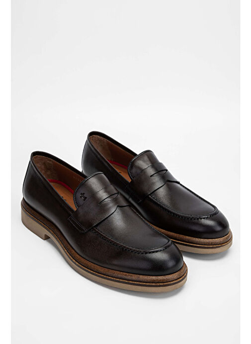 Tamer Tanca Erkek Hakiki Deri Kahverengi Loafer Ayakkabı - Görsel 3