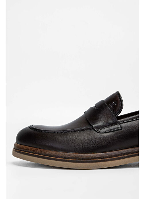 Tamer Tanca Erkek Hakiki Deri Kahverengi Loafer Ayakkabı - Görsel 5