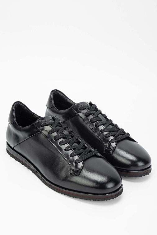 Tamer Tanca Erkek Hakiki Deri Siyah Deri Casual Ayakkabı - Görsel 3