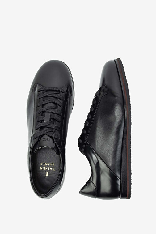 Tamer Tanca Erkek Hakiki Deri Siyah Deri Casual Ayakkabı - Görsel 6