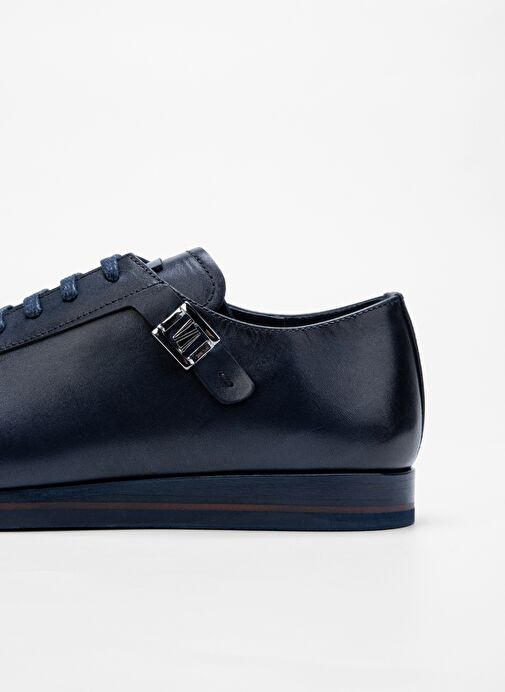 Valmenti Erkek Lacivert Hakiki Deri Casual Ayakkabı - Görsel 5