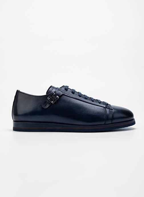 Valmenti Erkek Lacivert Hakiki Deri Casual Ayakkabı - Görsel 2