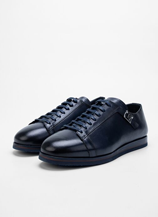 Valmenti Erkek Lacivert Hakiki Deri Casual Ayakkabı - Görsel 6