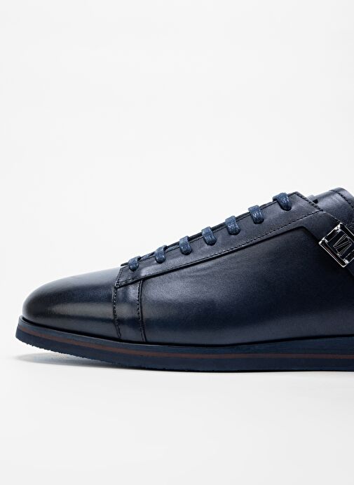 Valmenti Erkek Lacivert Hakiki Deri Casual Ayakkabı - Görsel 4