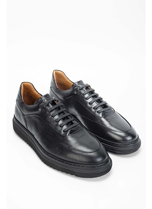 Tamer Tanca Erkek Hakiki Deri Siyah Casual Ayakkabı - Görsel 3