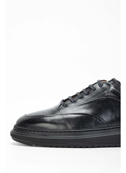 Tamer Tanca Erkek Hakiki Deri Siyah Casual Ayakkabı - Görsel 4