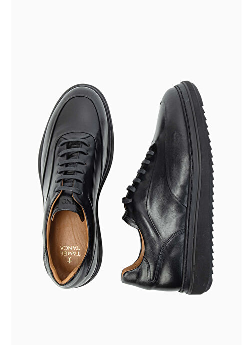 Tamer Tanca Erkek Hakiki Deri Siyah Casual Ayakkabı - Görsel 7