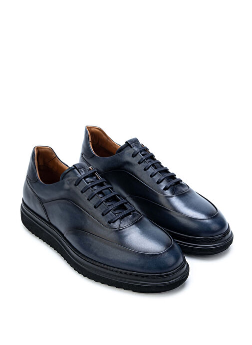 Tamer Tanca Erkek Hakiki Deri Lacivert Casual Ayakkabı - Görsel 3