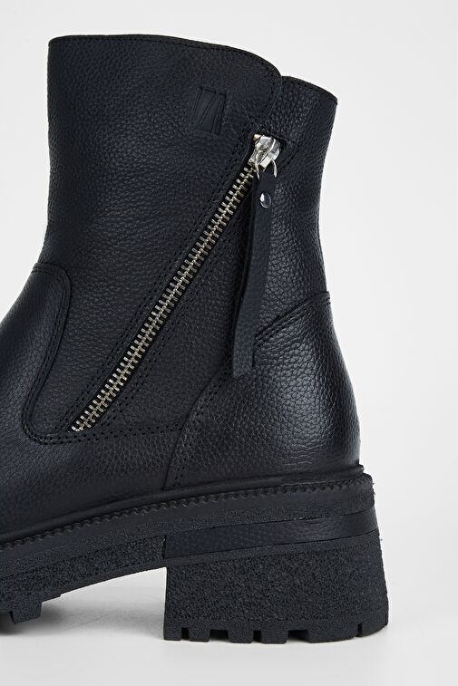 Valmenti Anya Kadın Siyah Floter Hakiki Deri Casual Bot - Görsel 6
