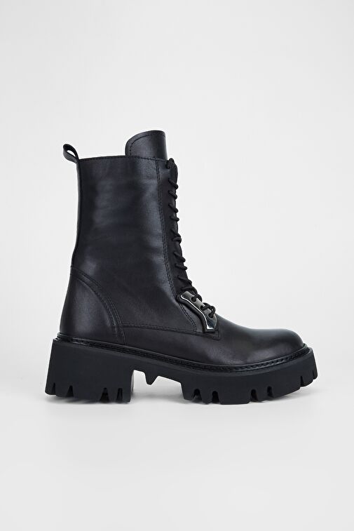 Valmenti Chic Kadın Siyah Hakiki Deri Casual Bot - Görsel 2
