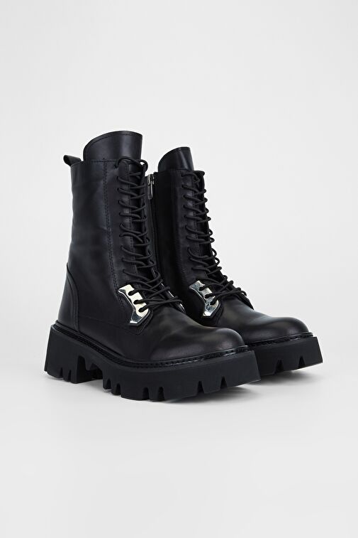 Valmenti Chic Kadın Siyah Hakiki Deri Casual Bot - Görsel 3