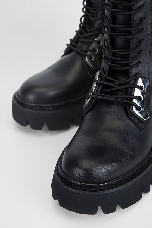 Valmenti Chic Kadın Siyah Hakiki Deri Casual Bot - Görsel 4