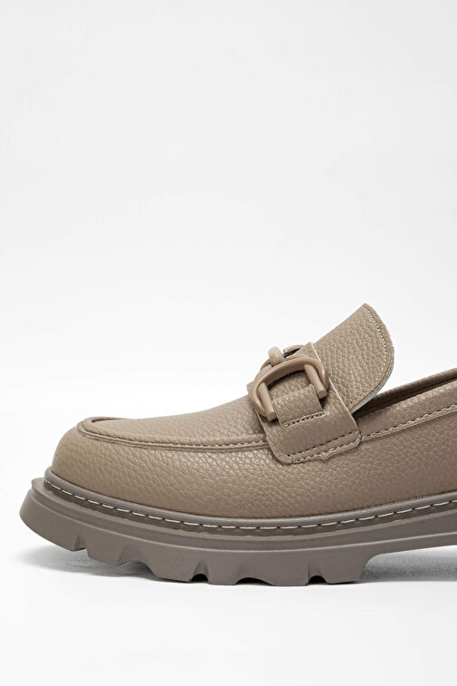 Tamer Tanca Kadın Suni Deri Bej Loafer Ayakkabı - Görsel 5