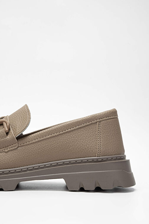 Tamer Tanca Kadın Suni Deri Bej Loafer Ayakkabı - Görsel 6