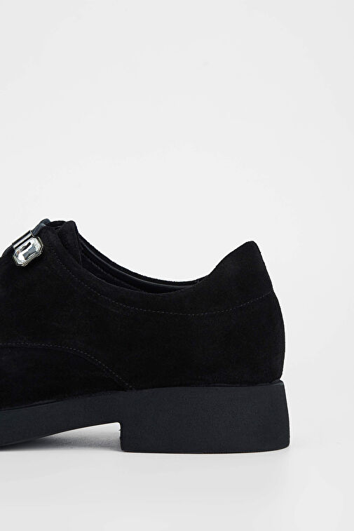 Tamer Tanca Kadın Hakiki Deri Siyah Süet Casual Ayakkabı - Görsel 5