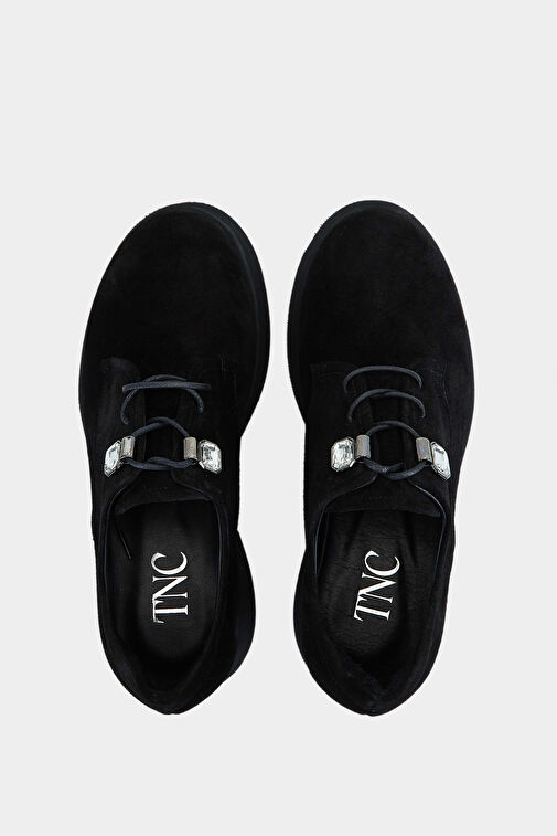 Tamer Tanca Kadın Hakiki Deri Siyah Süet Casual Ayakkabı - Görsel 6