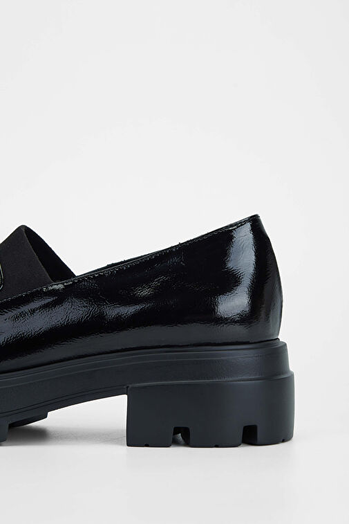 Tamer Tanca Kadın Hakiki Deri Siyah Rugan Loafer Ayakkabı - Görsel 6