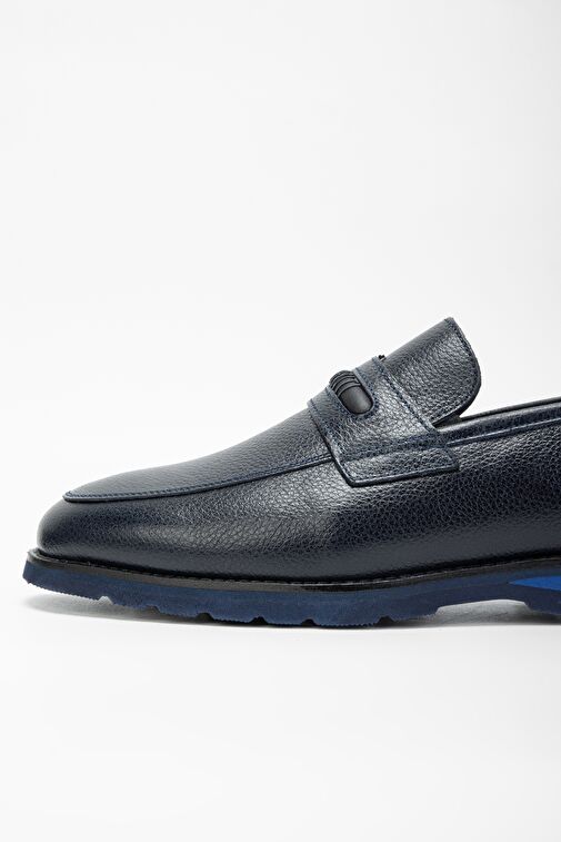 Valmenti Mera Erkek Lacivert Hakiki Deri Loafer Ayakkabı - Görsel 5