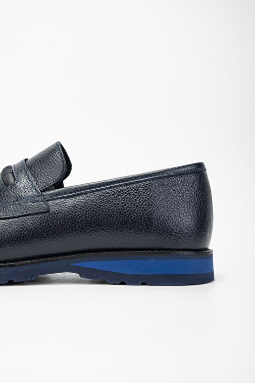 Valmenti Mera Erkek Lacivert Hakiki Deri Loafer Ayakkabı - Görsel 6