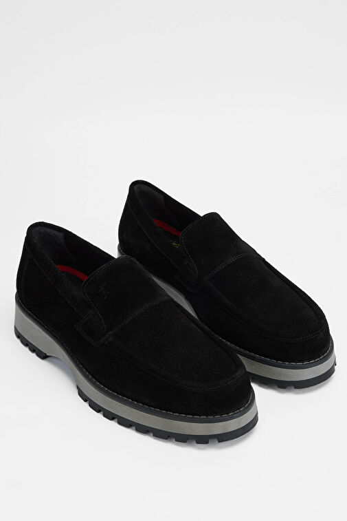 Tamer Tanca Erkek Hakiki Deri Siyah Süet Casual Ayakkabı - Görsel 3