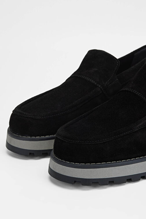 Tamer Tanca Erkek Hakiki Deri Siyah Süet Casual Ayakkabı - Görsel 4