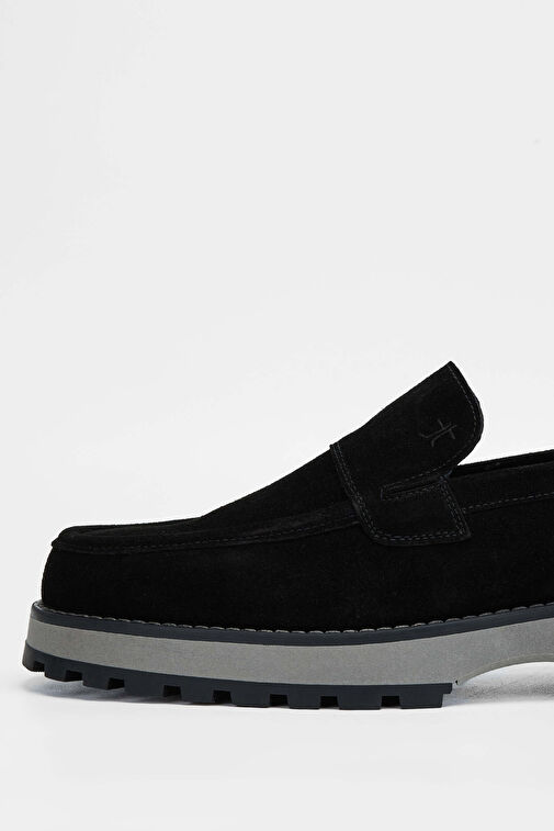 Tamer Tanca Erkek Hakiki Deri Siyah Süet Casual Ayakkabı - Görsel 5