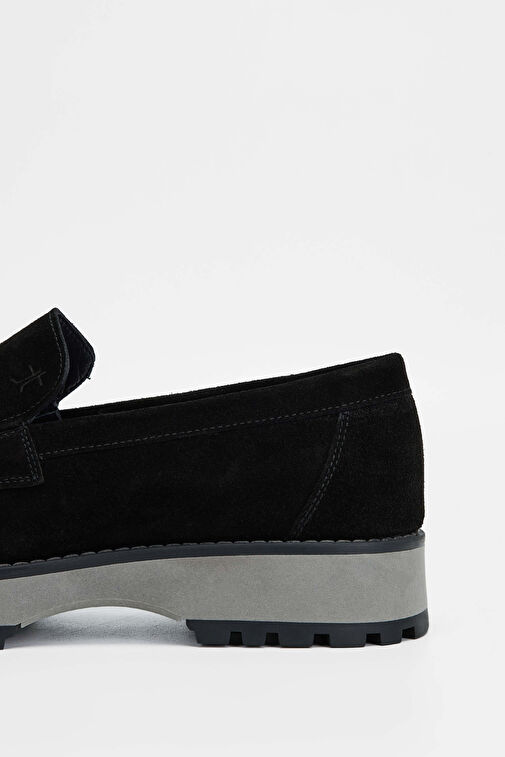 Tamer Tanca Erkek Hakiki Deri Siyah Süet Casual Ayakkabı - Görsel 6