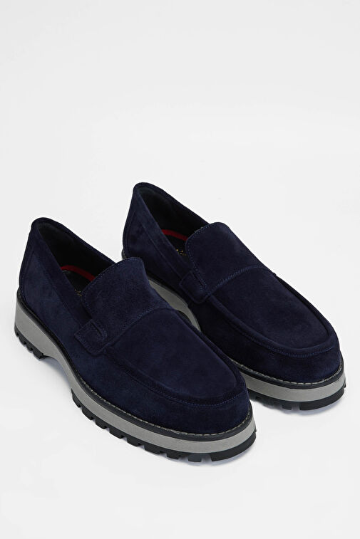 Tamer Tanca Erkek Hakiki Deri Lacivert Süet Casual Ayakkabı - Görsel 3