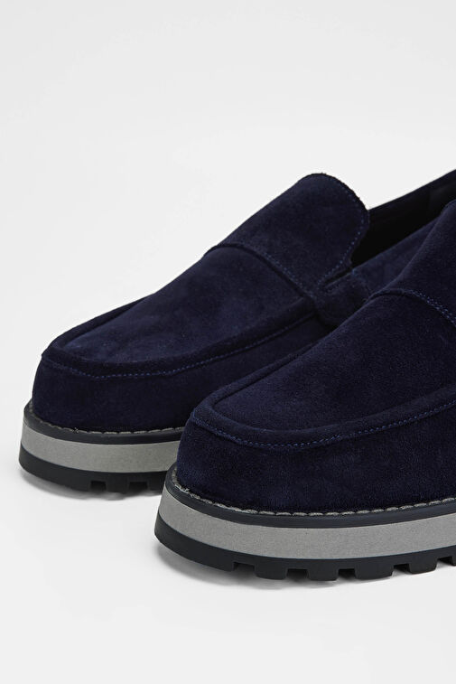 Tamer Tanca Erkek Hakiki Deri Lacivert Süet Casual Ayakkabı - Görsel 4