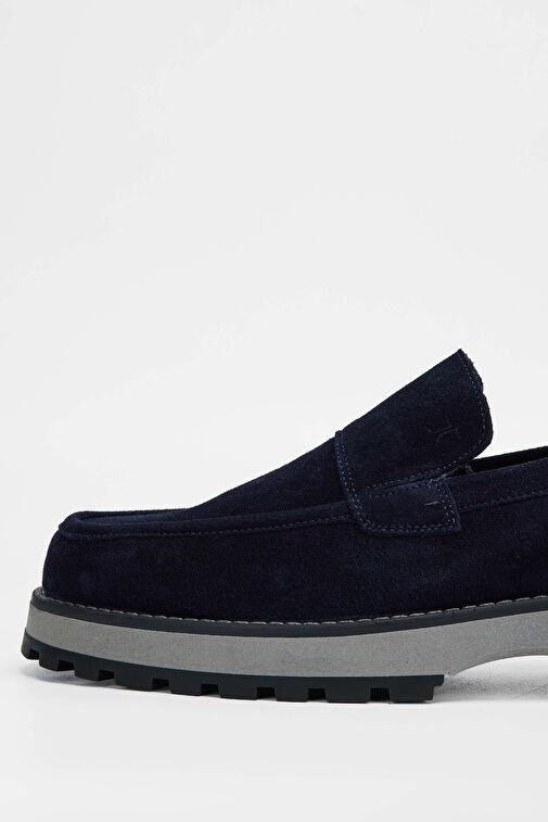 Tamer Tanca Erkek Hakiki Deri Lacivert Süet Casual Ayakkabı - Görsel 5