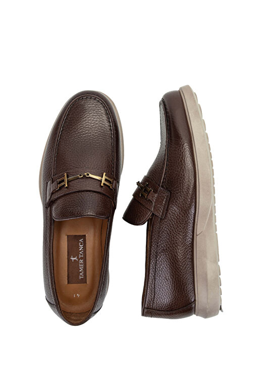 Tamer Tanca Erkek Hakiki Deri Kahverengi Loafer Ayakkabı - Görsel 3