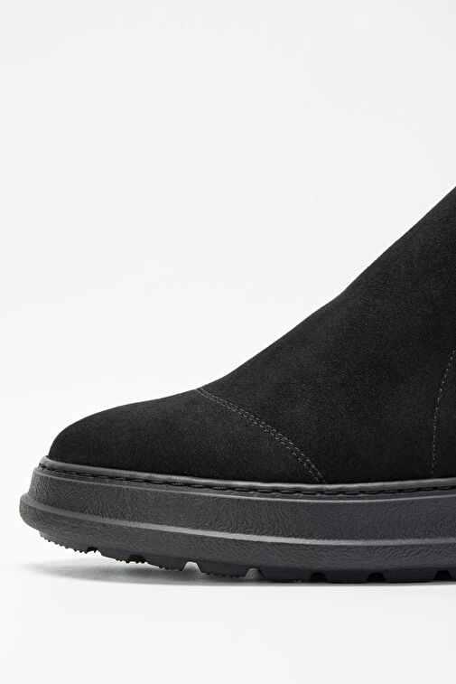 Tamer Tanca Erkek Hakiki Deri Siyah Süet Casual Bot - Görsel 4