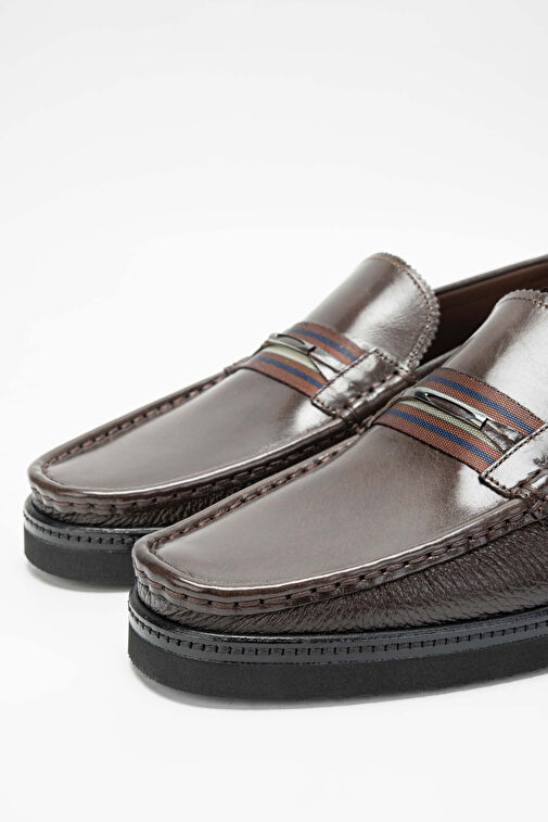 Tamer Tanca Erkek Hakiki Deri Kahverengi Loafer Ayakkabı - Görsel 5