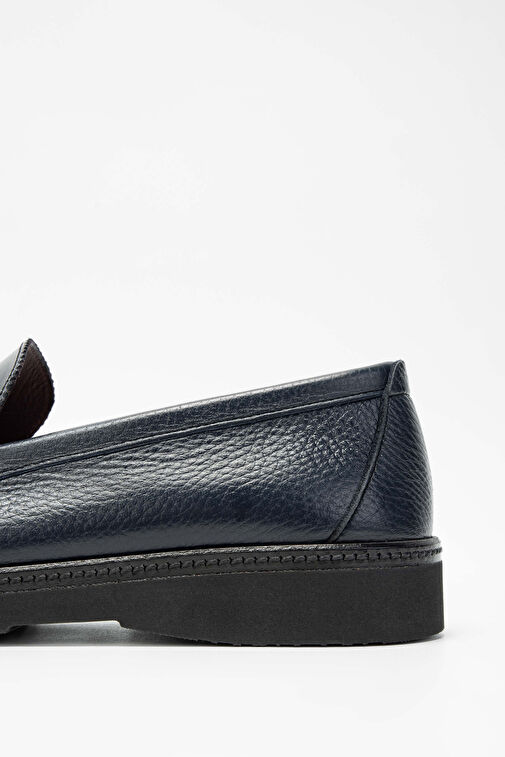 Tamer Tanca Erkek Hakiki Deri Lacivert Loafer Ayakkabı - Görsel 6