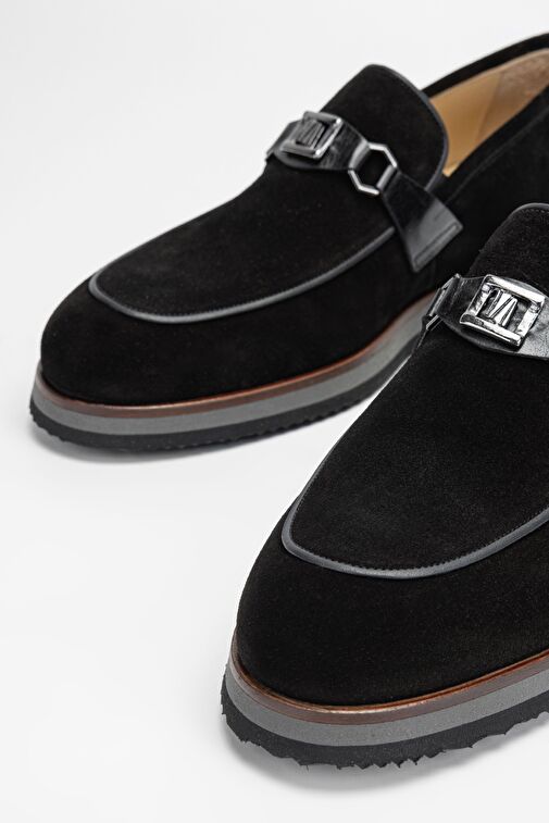 Valmenti Erkek Siyah Süet Hakiki Deri Loafer Ayakkabı - Görsel 4