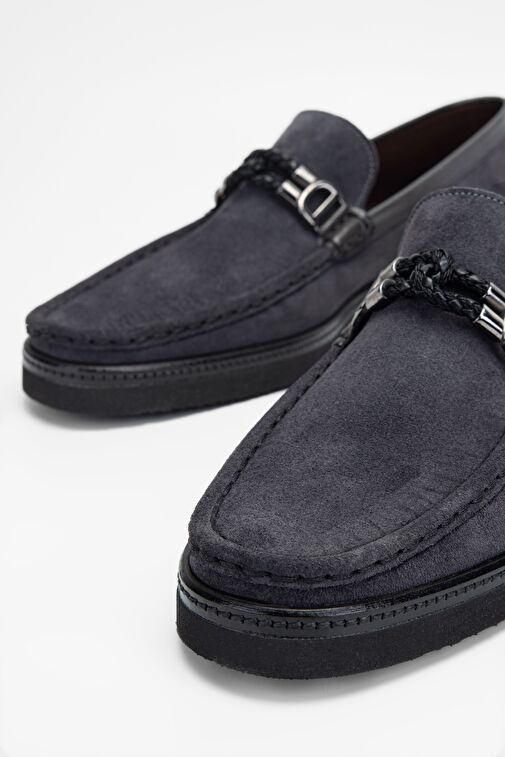 Valmenti Erkek Gri Süet Hakiki Deri Loafer Ayakkabı - Görsel 4