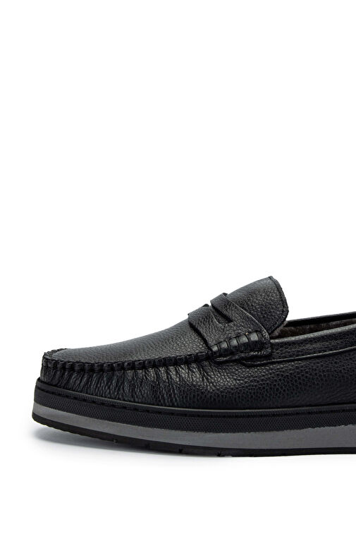 Tamer Tanca Erkek Hakiki Deri Siyah Loafer Ayakkabı - Görsel 4