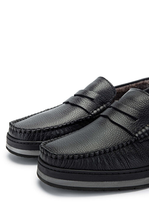 Tamer Tanca Erkek Hakiki Deri Siyah Loafer Ayakkabı - Görsel 6