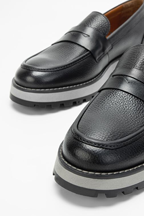 Valmenti Erkek Siyah Floter Hakiki Deri Loafer Ayakkabı - Görsel 4