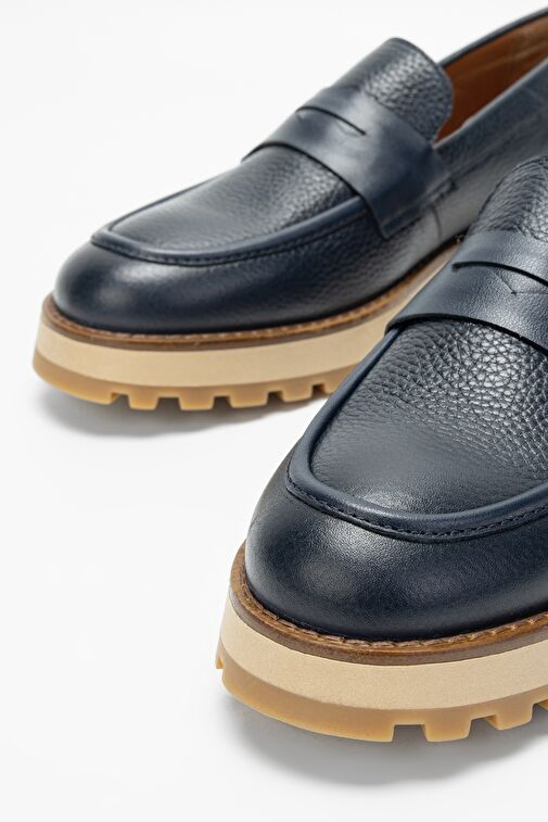 Valmenti Erkek Lacivert Floter Hakiki Deri Loafer Ayakkabı - Görsel 4